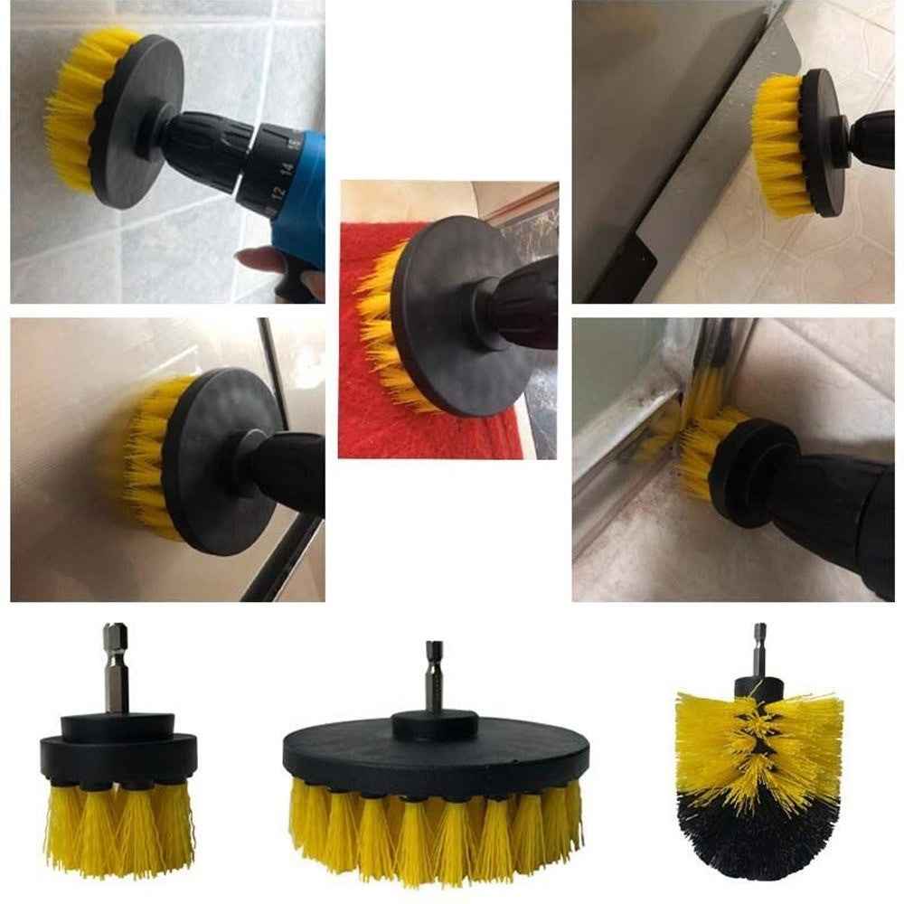 3 Pack Drill Brush Attachment Set Scrubber Cleaning Brush for Cleaning Bathroom Surfaces Floor Tub Shower Tile Kitchen - Yellow