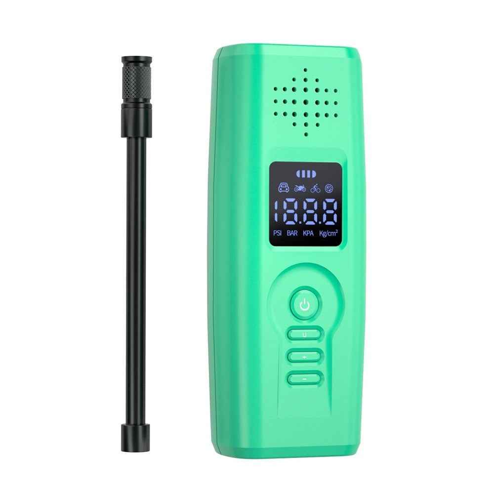 Portable Car Air Pump Intelligent Cordless Air Compressor Large-Capacity Battery 140PSI Electric Tire Inflator Power Bank with SOS Emergency Light for Car Motorcycle Bicycle Tires Balls - Green