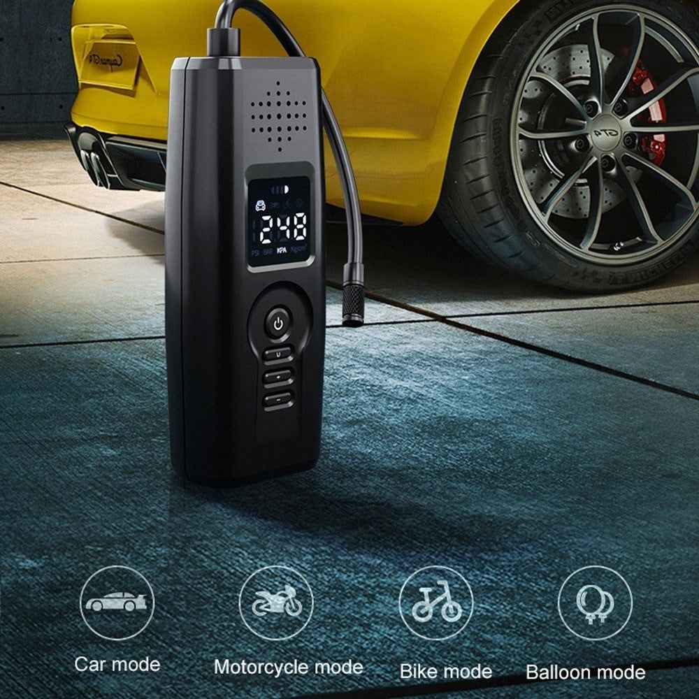 Portable Car Air Pump Intelligent Cordless Air Compressor Large-Capacity Battery 140PSI Electric Tire Inflator Power Bank with SOS Emergency Light for Car Motorcycle Bicycle Tires Balls - Green