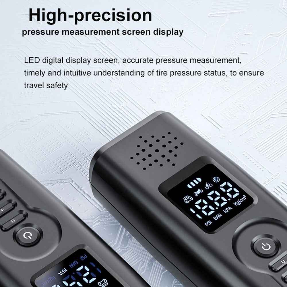 Portable Car Air Pump Intelligent Cordless Air Compressor Large-Capacity Battery 140PSI Electric Tire Inflator Power Bank with SOS Emergency Light for Car Motorcycle Bicycle Tires Balls - Green
