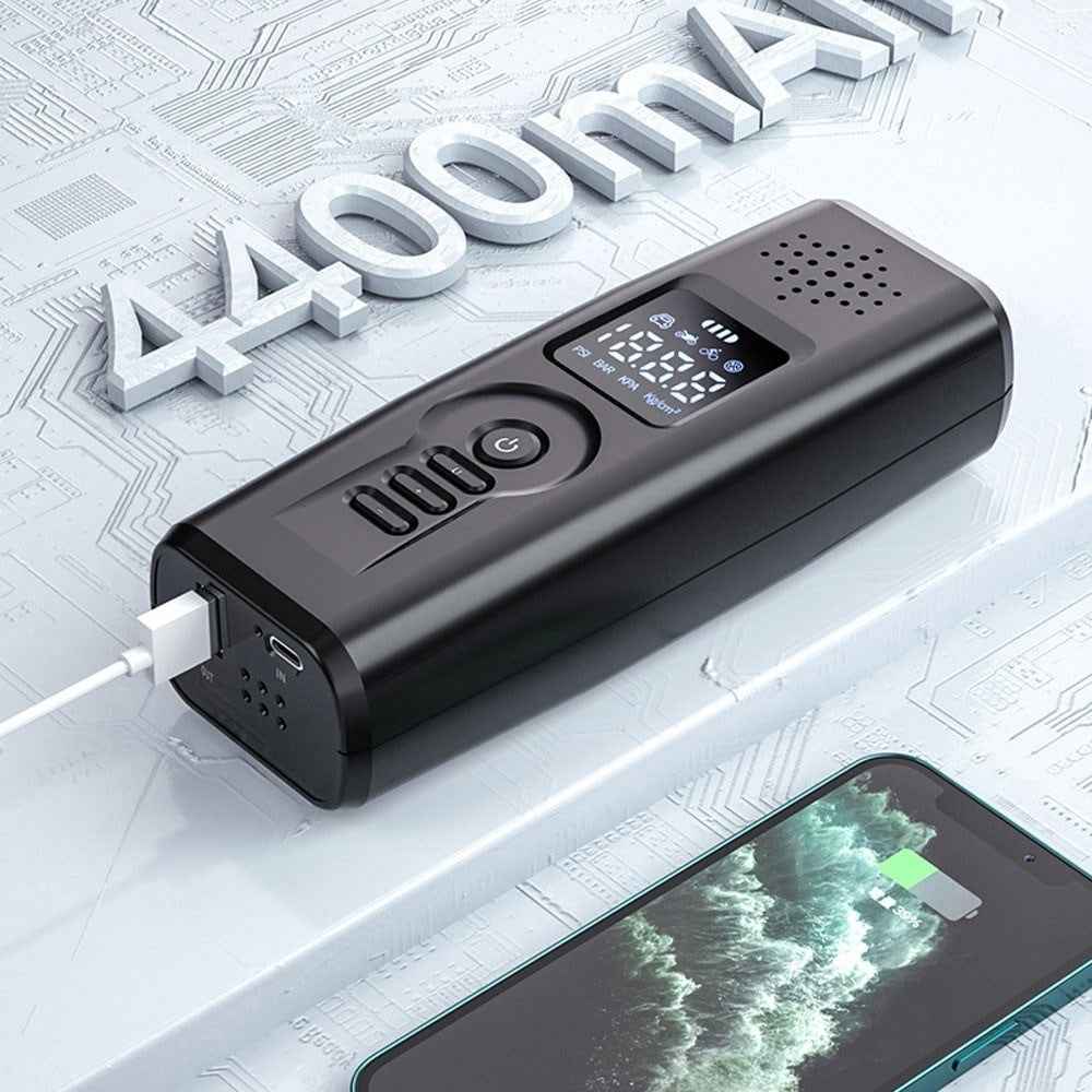 Portable Car Air Pump Intelligent Cordless Air Compressor Large-Capacity Battery 140PSI Electric Tire Inflator Power Bank with SOS Emergency Light for Car Motorcycle Bicycle Tires Balls - Green