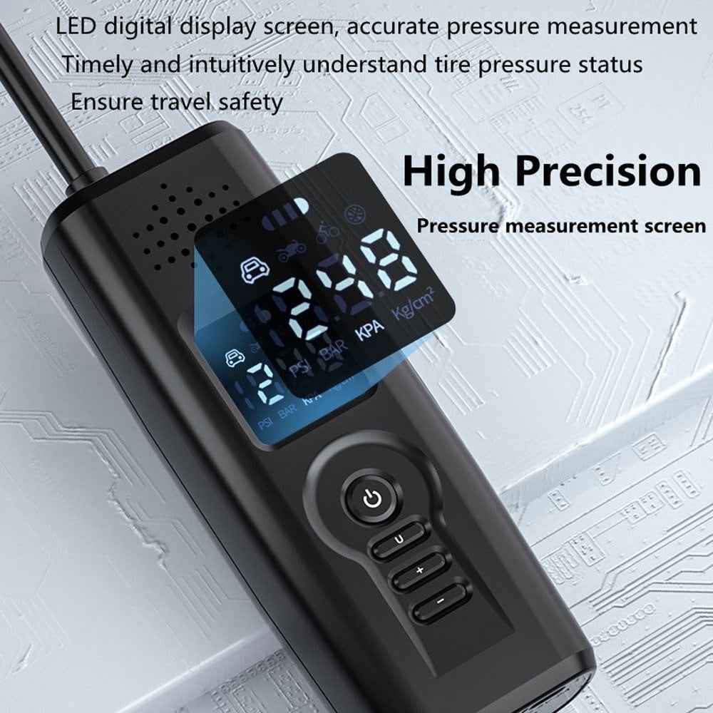 Portable Car Air Pump Intelligent Cordless Air Compressor Large-Capacity Battery 140PSI Electric Tire Inflator Power Bank with SOS Emergency Light for Car Motorcycle Bicycle Tires Balls - Green