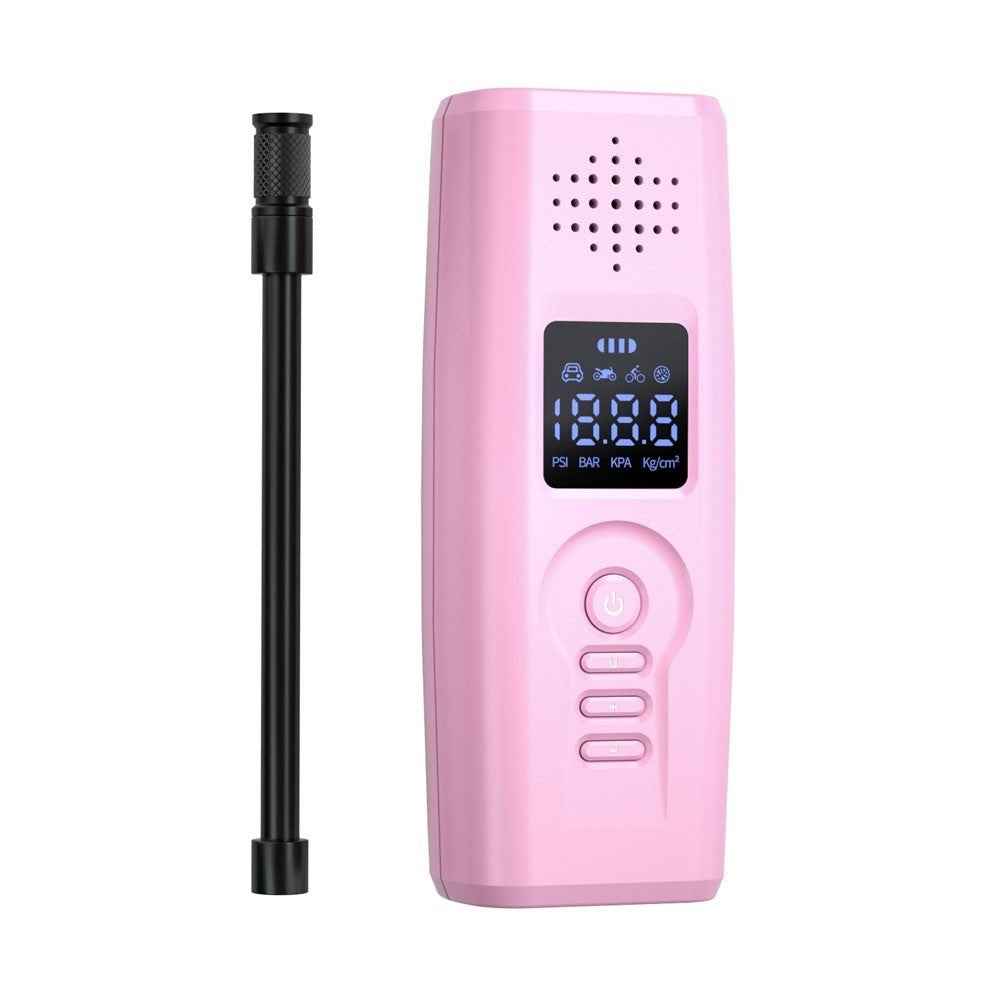 Portable Car Air Pump Intelligent Cordless Air Compressor Large-Capacity Battery 140PSI Electric Tire Inflator Power Bank with SOS Emergency Light for Car Motorcycle Bicycle Tires Balls - Pink