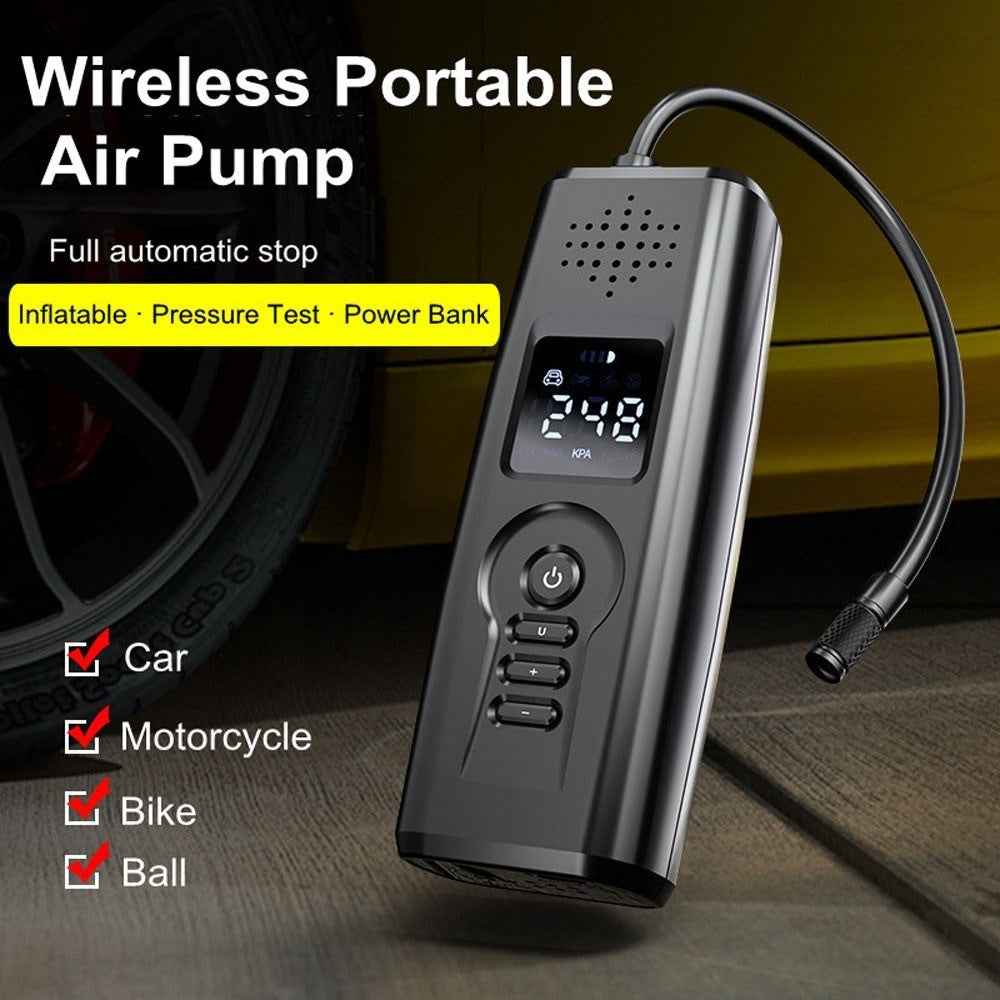 Portable Car Air Pump Intelligent Cordless Air Compressor Large-Capacity Battery 140PSI Electric Tire Inflator Power Bank with SOS Emergency Light for Car Motorcycle Bicycle Tires Balls - Pink