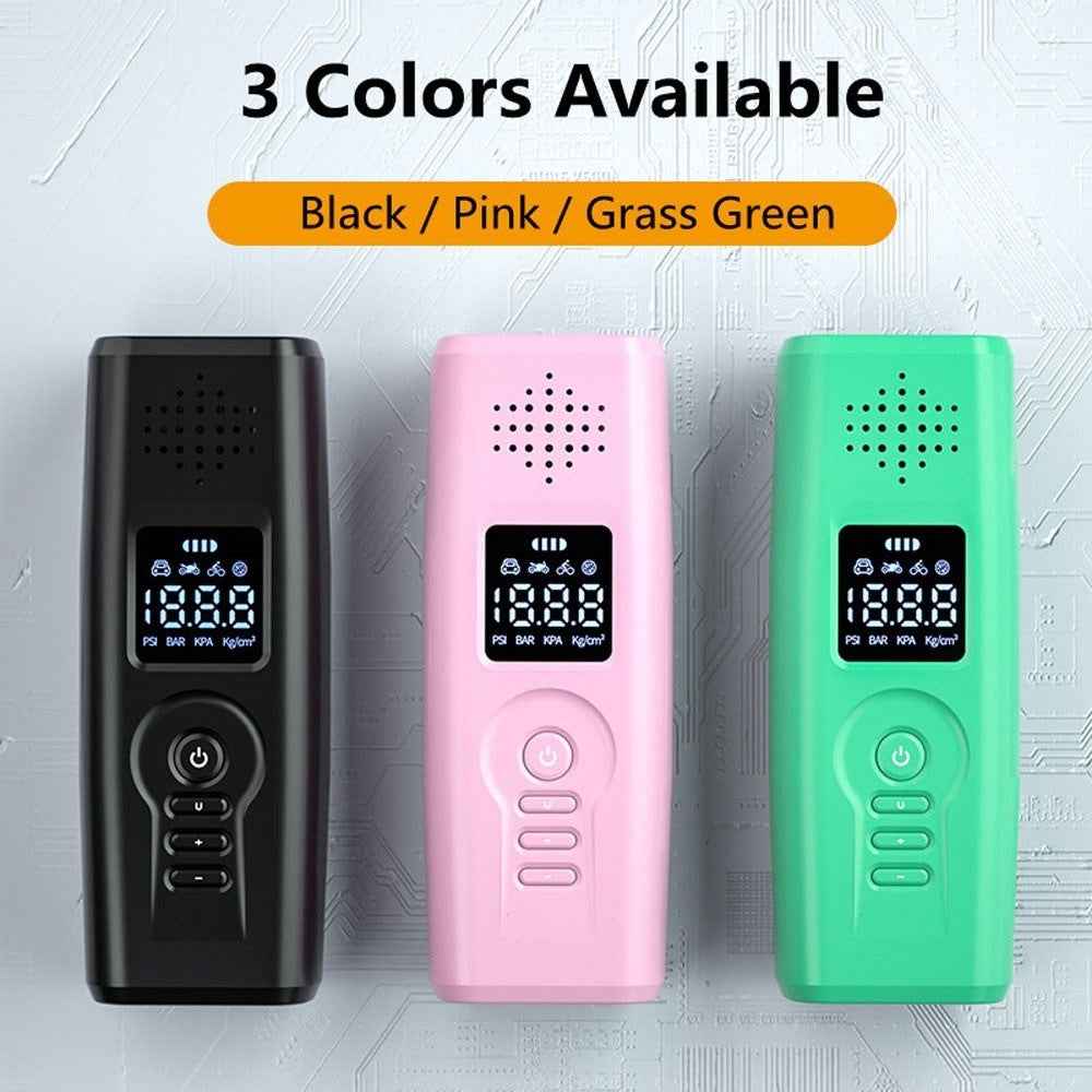 Portable Car Air Pump Intelligent Cordless Air Compressor Large-Capacity Battery 140PSI Electric Tire Inflator Power Bank with SOS Emergency Light for Car Motorcycle Bicycle Tires Balls - Pink