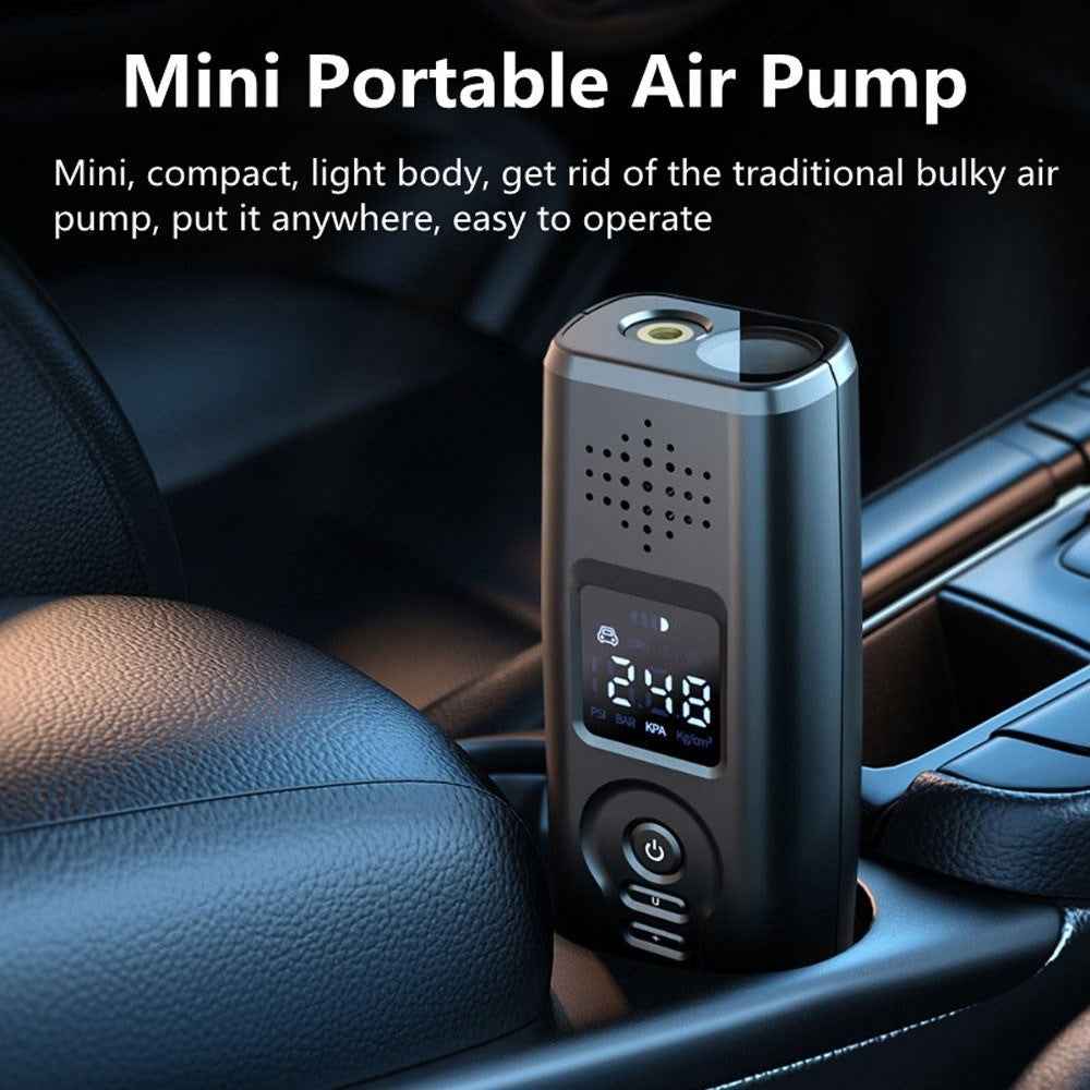 Portable Car Air Pump Intelligent Cordless Air Compressor Large-Capacity Battery 140PSI Electric Tire Inflator Power Bank with SOS Emergency Light for Car Motorcycle Bicycle Tires Balls - Pink
