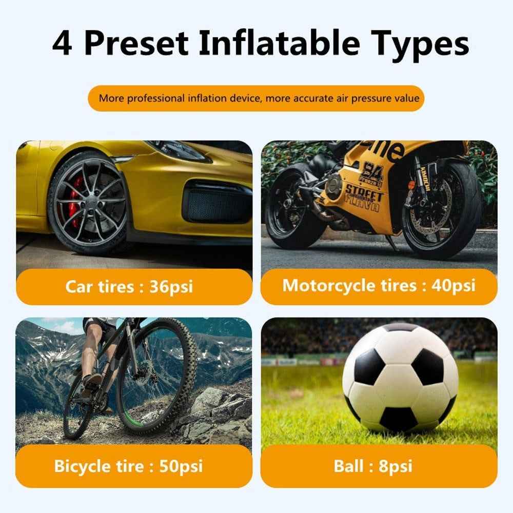Portable Car Air Pump Intelligent Cordless Air Compressor Large-Capacity Battery 140PSI Electric Tire Inflator Power Bank with SOS Emergency Light for Car Motorcycle Bicycle Tires Balls - Pink