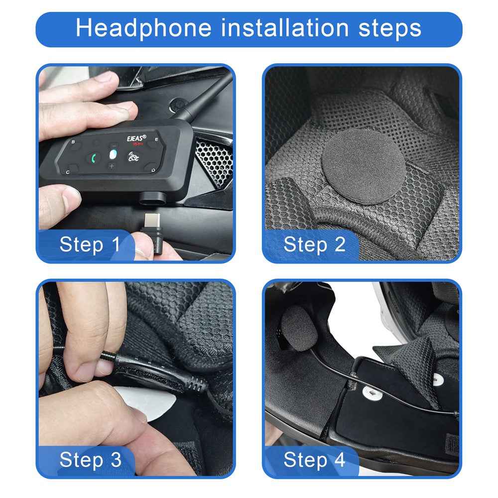 EJEAS V6PRO 1Pc Motorcycle Intercom Bluetooth-compatible 5.0 Headset Full Duplex Riding Real-Time Helmet Communication System