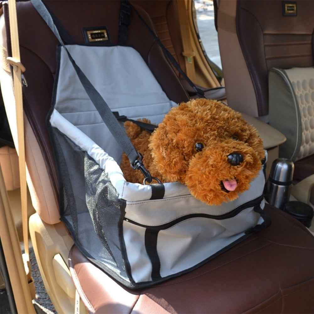 Folding Pet Dog Cat Car Seat Safe Travel Carrier Vehicle Seat Kennel Puppy Cage Bag - Blue