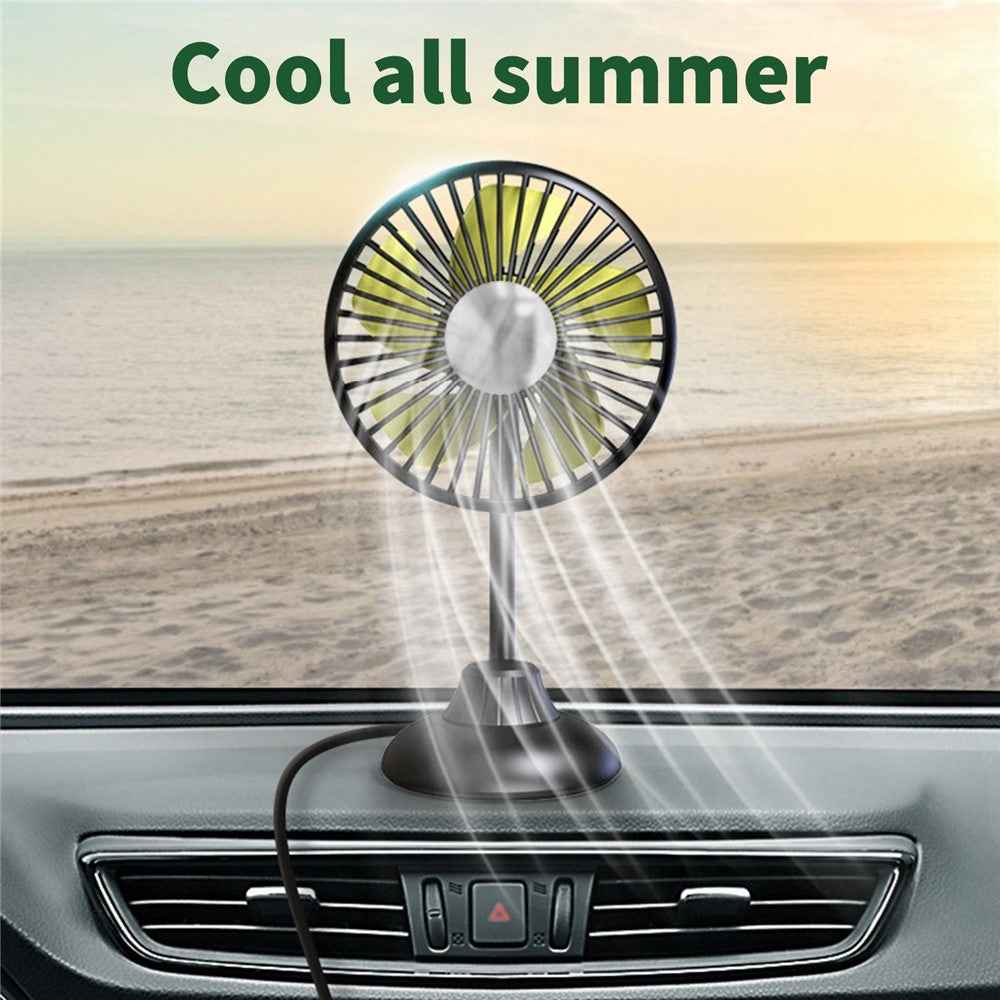Portable Mini Car Fan Low Noise Powerful Silent Fan 3 Speeds Settings 360-degree Rotation Car Desk Fan for Car/Home/Office/Travel - Black