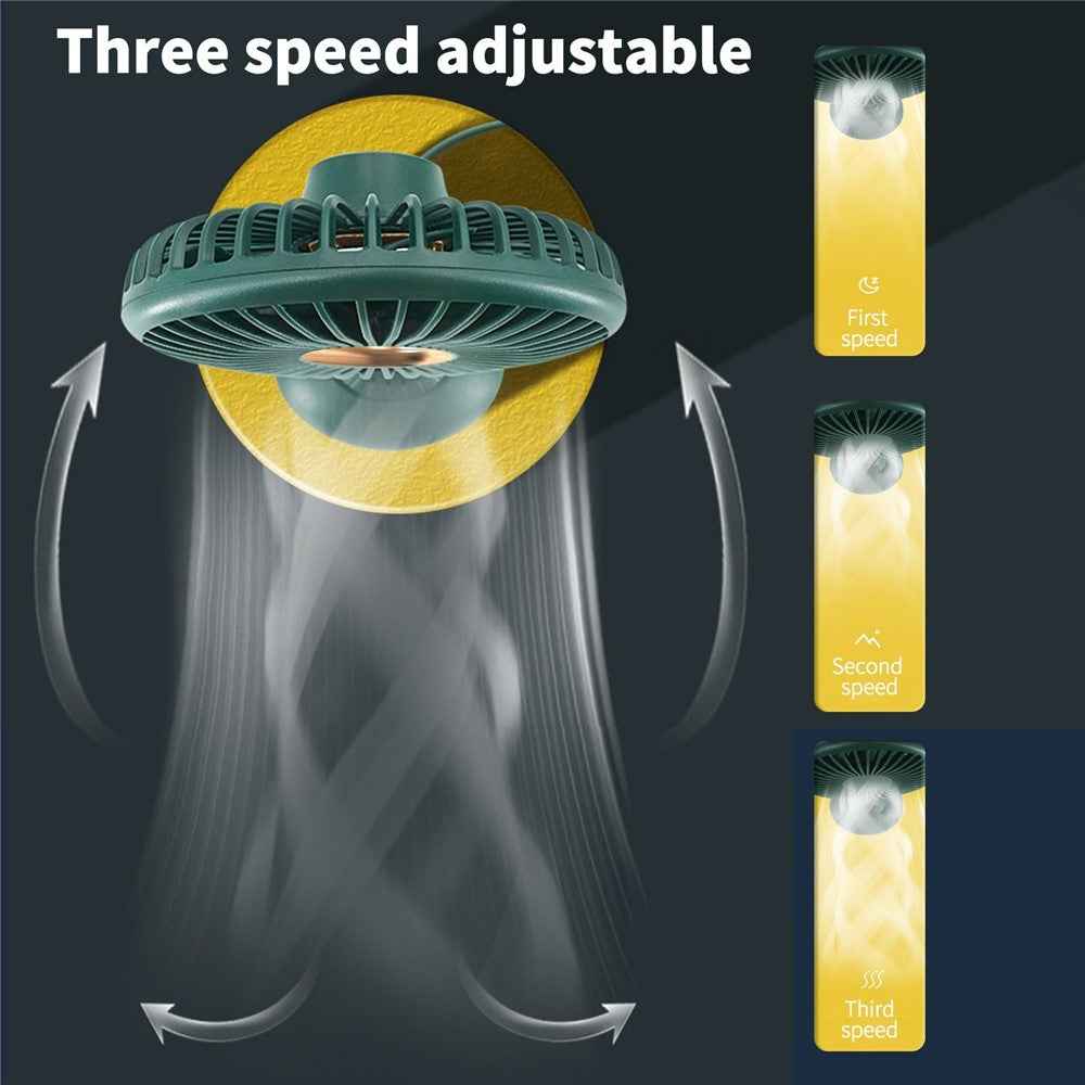 Portable Mini Car Fan Low Noise Powerful Silent Fan 3 Speeds Settings 360-degree Rotation Car Desk Fan for Car/Home/Office/Travel - Black