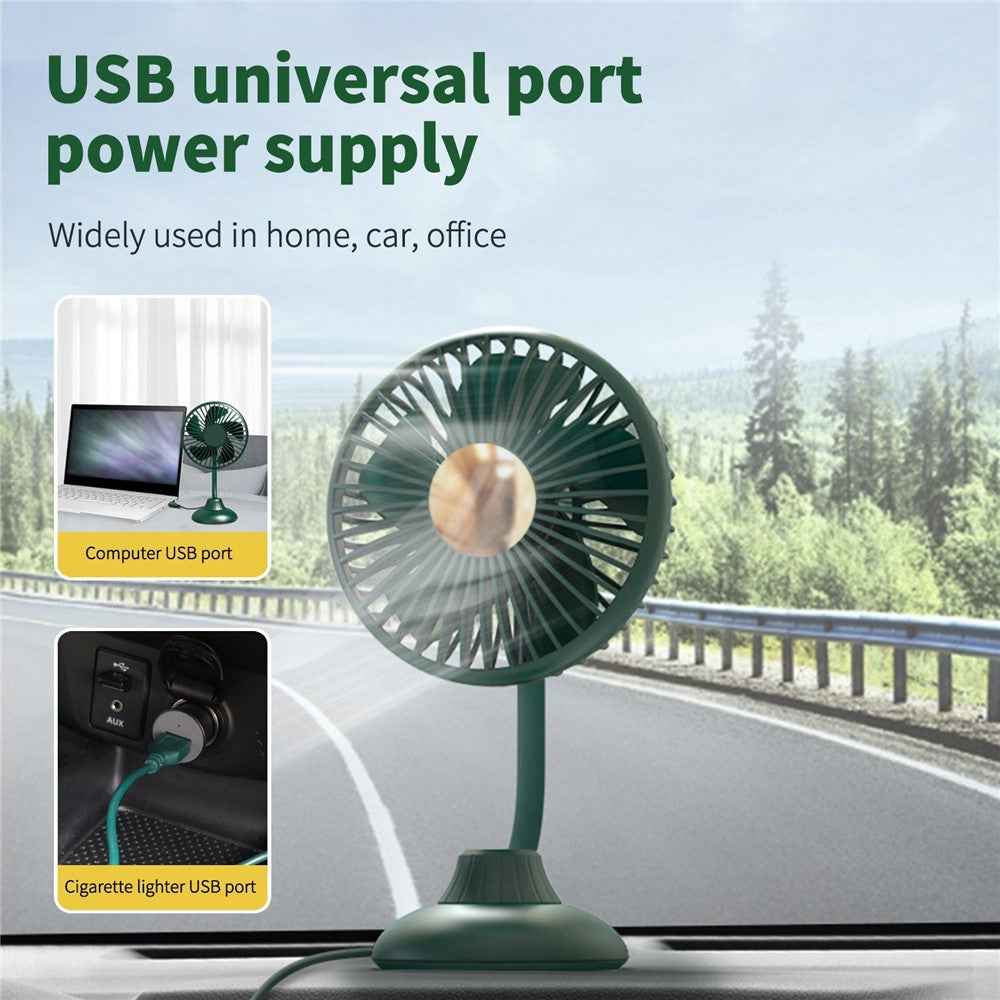 Portable Mini Car Fan Low Noise Powerful Silent Fan 3 Speeds Settings 360-degree Rotation Car Desk Fan for Car/Home/Office/Travel - Dark Green