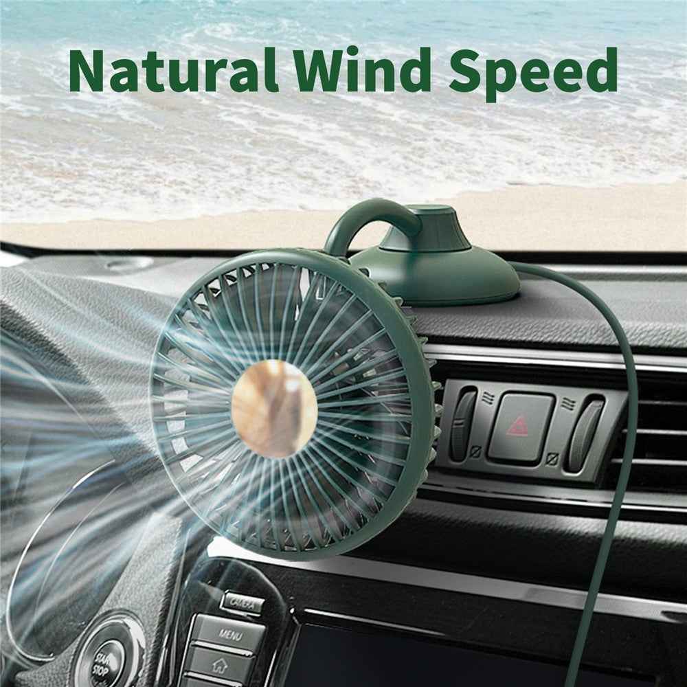 Portable Mini Car Fan Low Noise Powerful Silent Fan 3 Speeds Settings 360-degree Rotation Car Desk Fan for Car/Home/Office/Travel - Dark Green