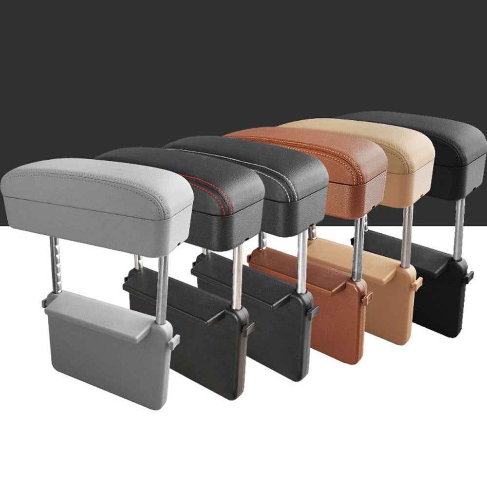 Waterproof Anti-stains Surface Car Armrest Support Adjustable Height Durable Elbow Rest Cushion Arm Rest Box Pad Center Console Storage Organizer - Brown