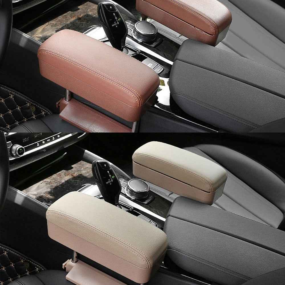 Waterproof Anti-stains Surface Car Armrest Support Adjustable Height Durable Elbow Rest Cushion Arm Rest Box Pad Center Console Storage Organizer - Grey