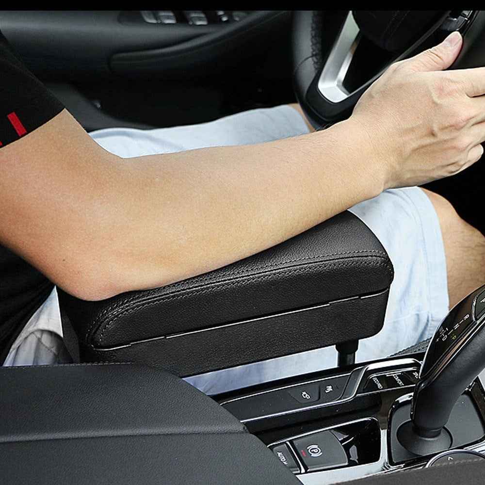 Waterproof Anti-stains Surface Car Armrest Support Adjustable Height Durable Elbow Rest Cushion Arm Rest Box Pad Center Console Storage Organizer - Grey