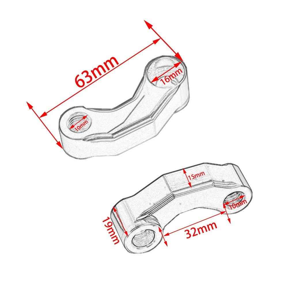 2Pcs Mirror Mount Risers 10mm Motorcycle Mirror Riser Extender Adapter Kit Riser Mount Extender