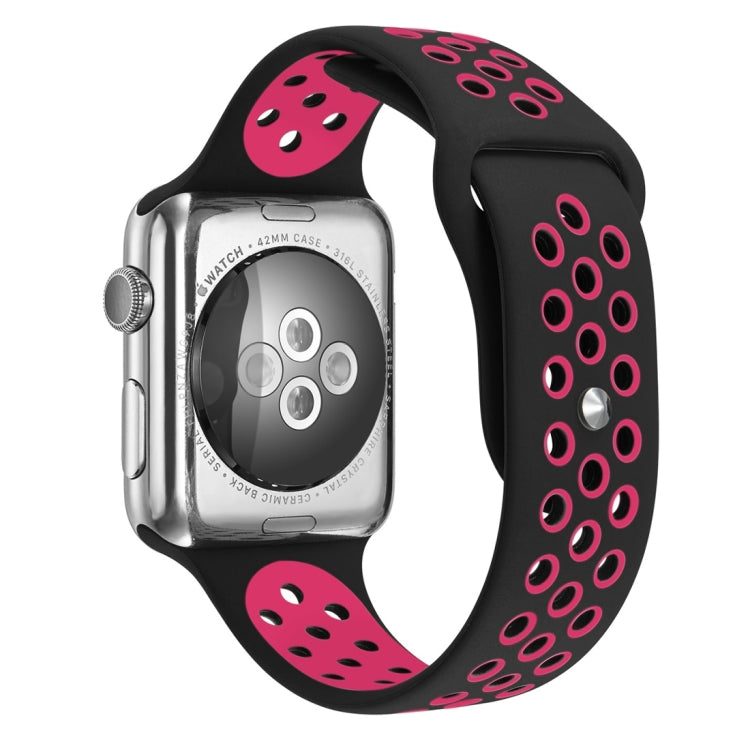 For Apple Watch Series 7 41mm / 6 & SE & 5 & 4 40mm / 3 & 2 & 1 38mm Fashionable Classical Silicone Sport Watch Band(Red Black)