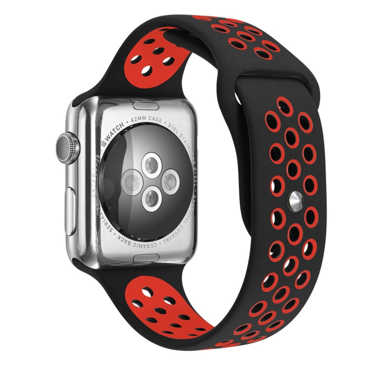 For Apple Watch Series 7 41mm / 6 & SE & 5 & 4 40mm / 3 & 2 & 1 38mm Fashionable Classical Silicone Sport Watch Band(Red Black)