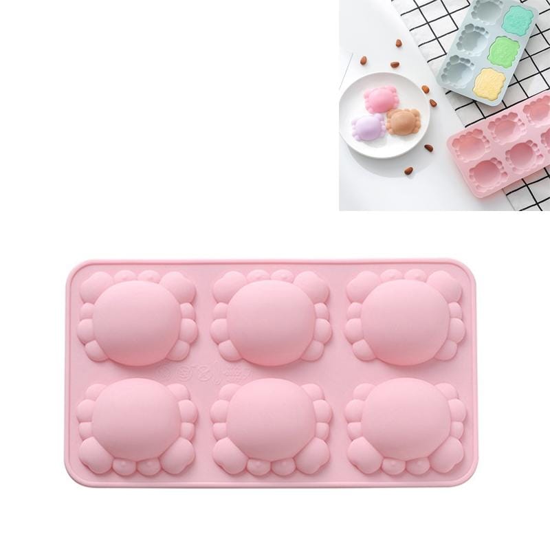 6 PCS 3D Crab Silicone Fondant Cake Mold Chocolate Pudding Ice Cube Mold (Pink)