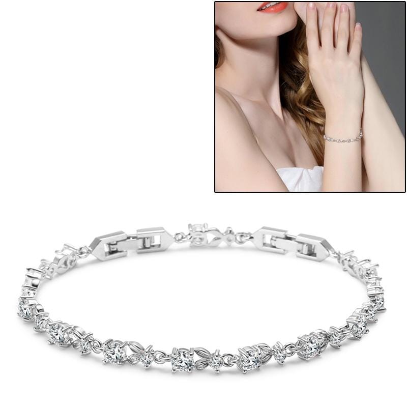 Women Shining Cubic Zircon Crystal Jewelry Bracelet (Silver)