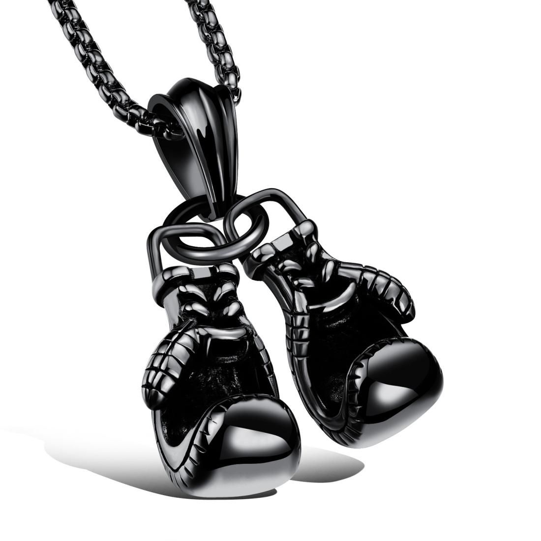 OPK Double Glove Titanium Steel Pendant Necklace, Chain Length: 55cm (Steel Color)