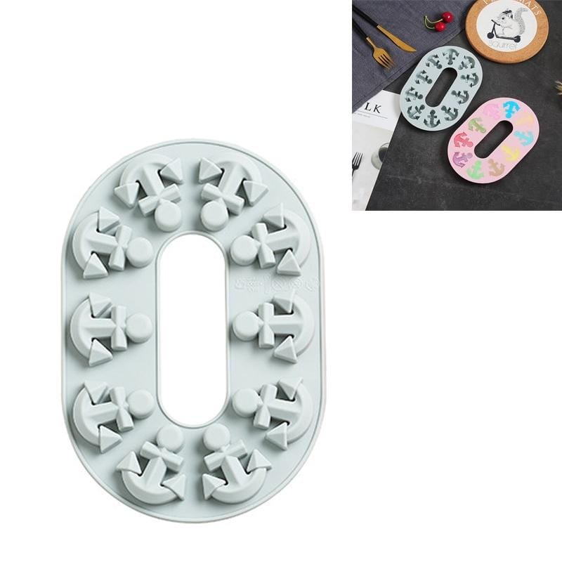 6 PCS Anchor Chain Chocolate Candy Cake Baking Mold Silicone Ice Tray Mold (Blue)