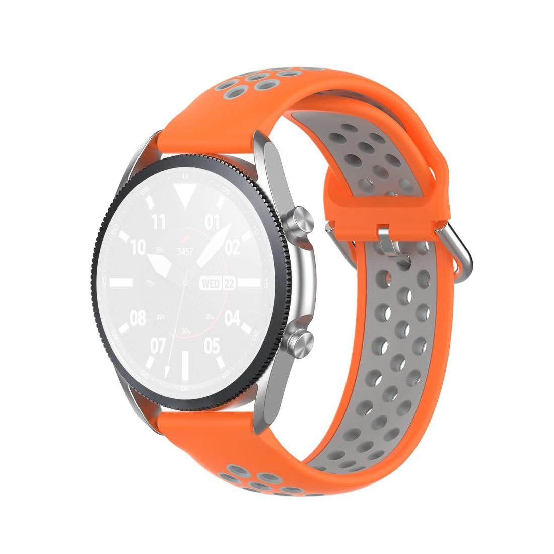 For Galaxy Watch 3 45mm Silicone Sports Two-tone Strap, Size: 22mm (Orange Gray)