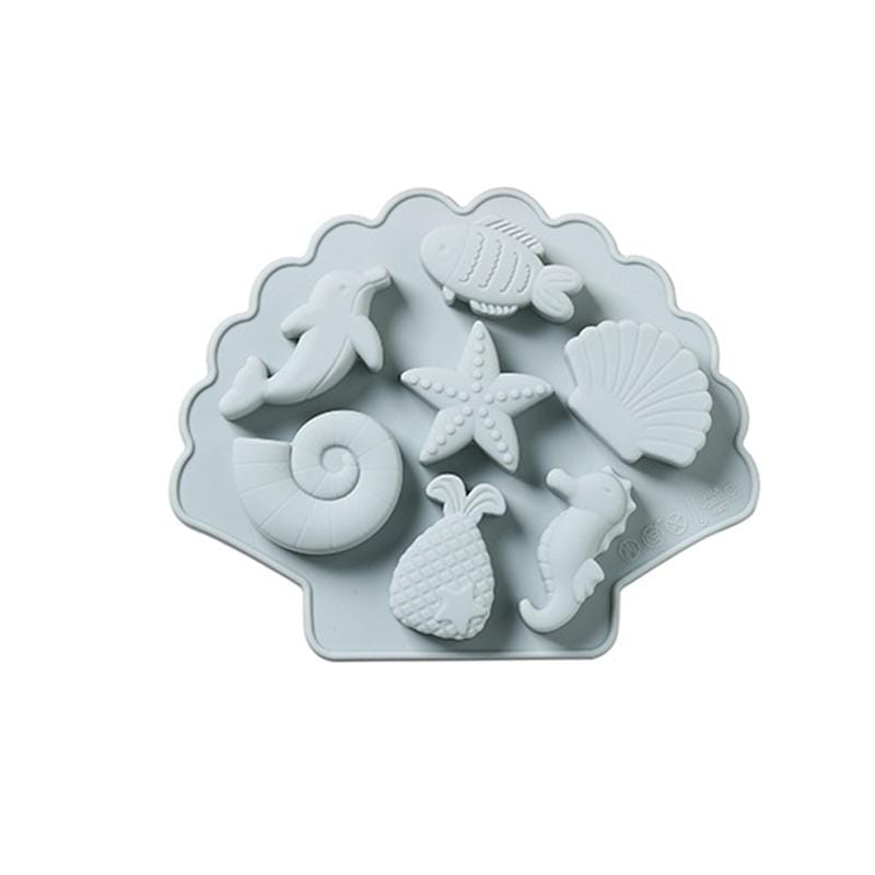 6 PCS 3D Creative Ocean Organism Shaped Silicone Cake Mold Baking Chocolate Ice Cube Mold (Blue)