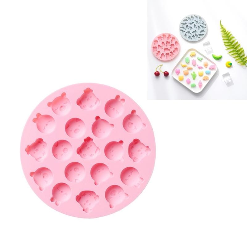 10 PCS Round Cartoon Soft Candy Jelly Steamable Silicone Mold Ice Cream Chocolate Dripping Mold, Style:Bunny Bear (Pink)