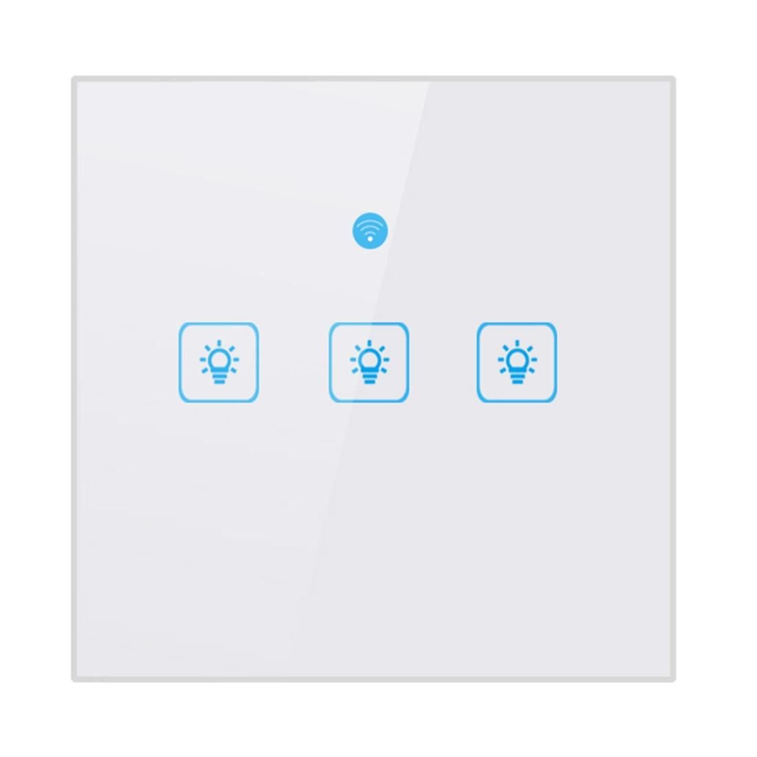 WS-UK-03 EWeLink APP & Touch Control 2A 3 Gangs Tempered Glass Panel Smart Wall Switch, AC 90V-250V, UK Plug