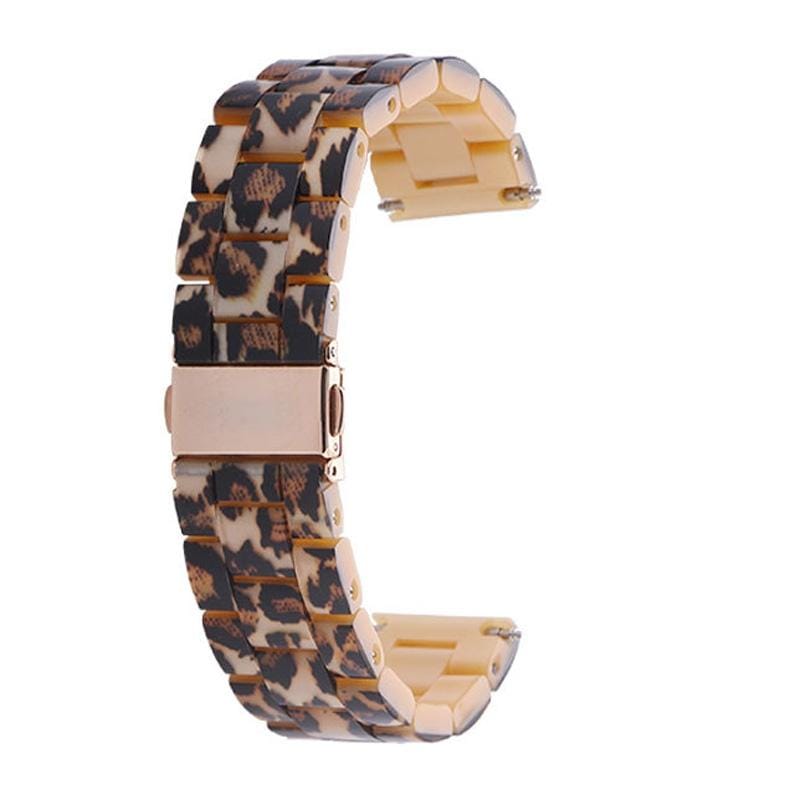 Leopard Pattern Gold Buckle Simple Fashion Resin Watch Strap for 20mm Connection Smart Watch