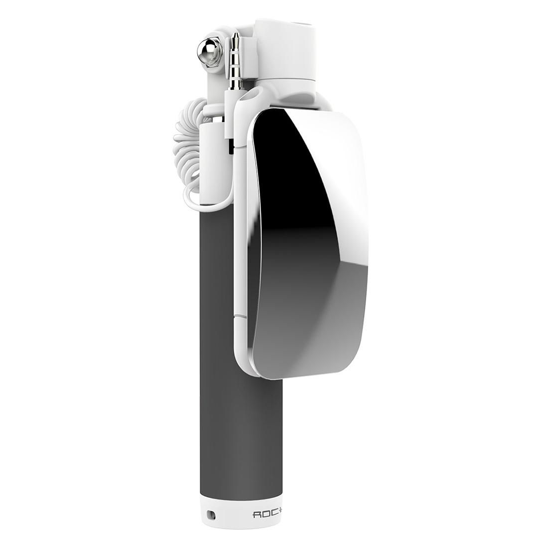 ROCK Mini Selfie Stick Monopod Extendable Handheld Holder with Wire Control & Mirror, For iPhone, Samsung, HTC, LG, Sony, Huawei, Lenovo, Xiaomi and other Smartphones (Pink)