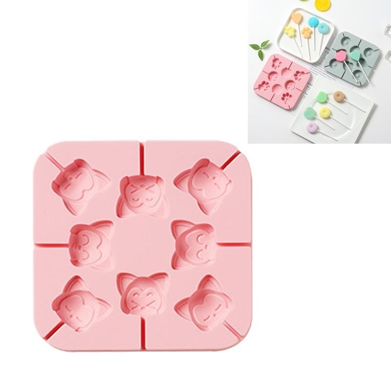 6 PCS DIY Handmade Chocolate Lollipop Mold Homemade Cartoon Silicone Ice Cream Mold Color Random Delivery, Style:Little Fox
