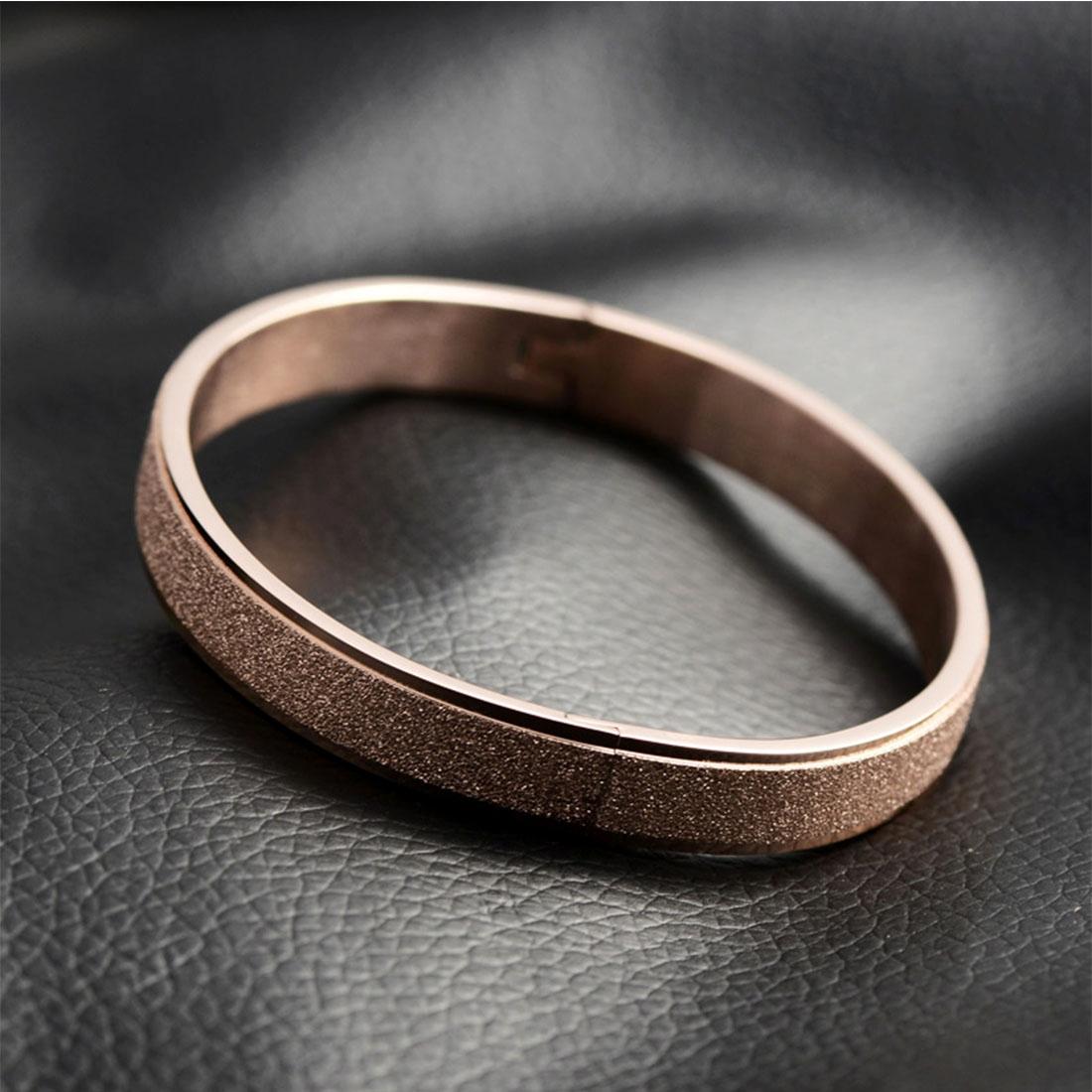 Fashion Personality Men Jewelry Frosted Couple Bracelet High-end Titanium Steel Rose Gold Bracelet, Size: 55*58mm