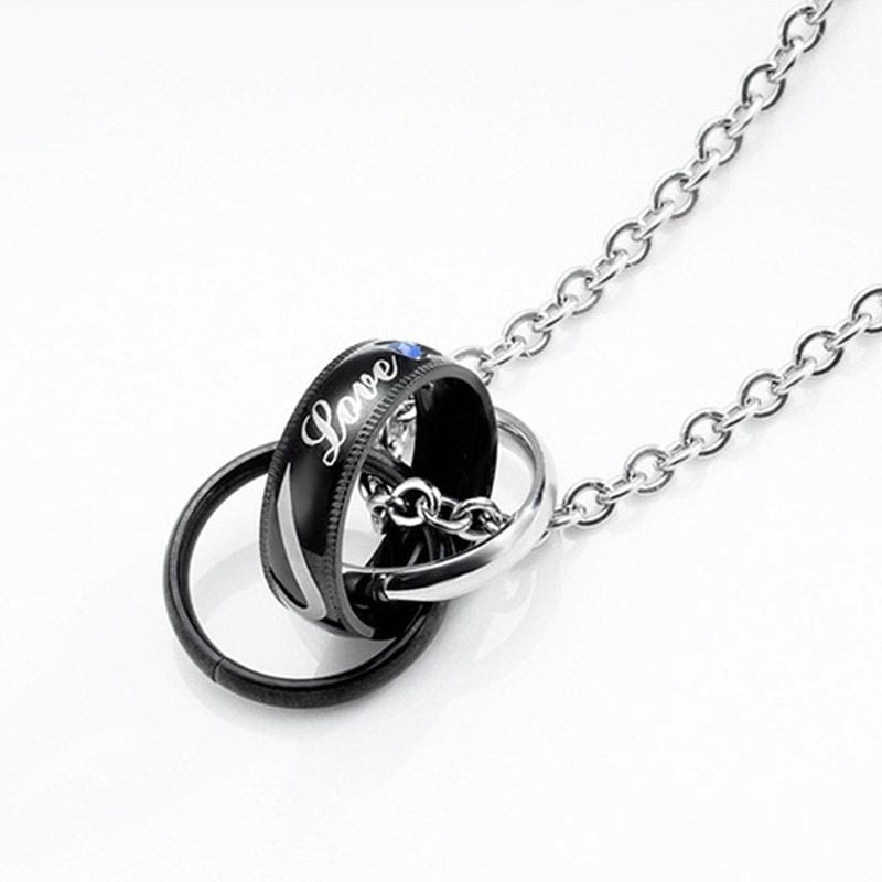 OPK Classic Love Merges Love Couple Necklace Pendant without Chain (Black)