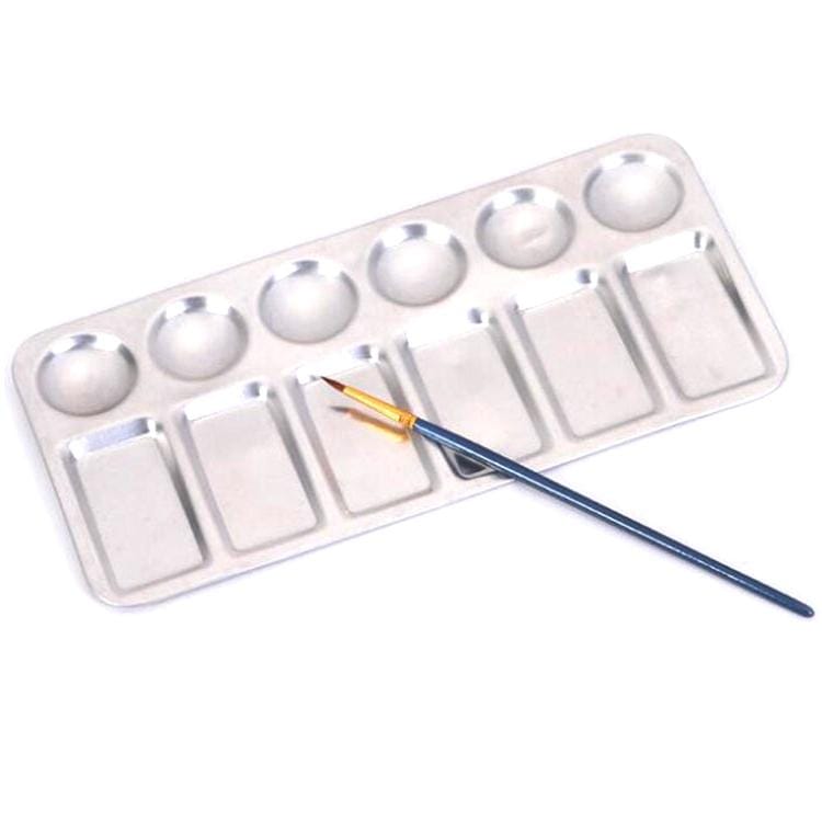 2 PCS 12-hole Auminum Plate Art Supplies Long Color Palette Pigment Painting Tools