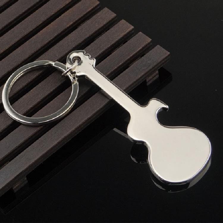 Creative Music Guitar Bottle Opener Multifunction keychain Pendant (Silver)