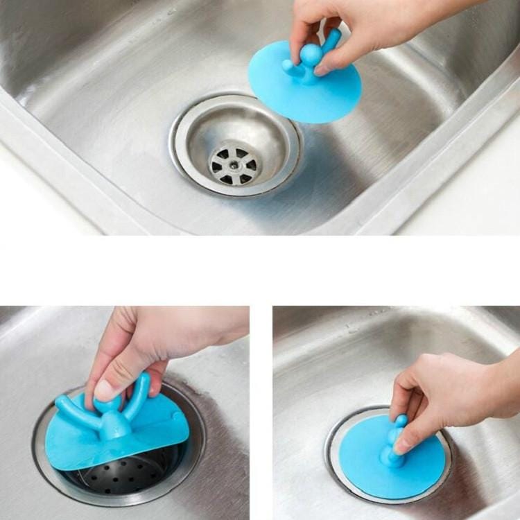 10 PCS Cartoon Cute Little People Shape Pool Water Stopper Silicone Floor Drain Cover Kitchen Anti-odor Sewer Cover (Blue)