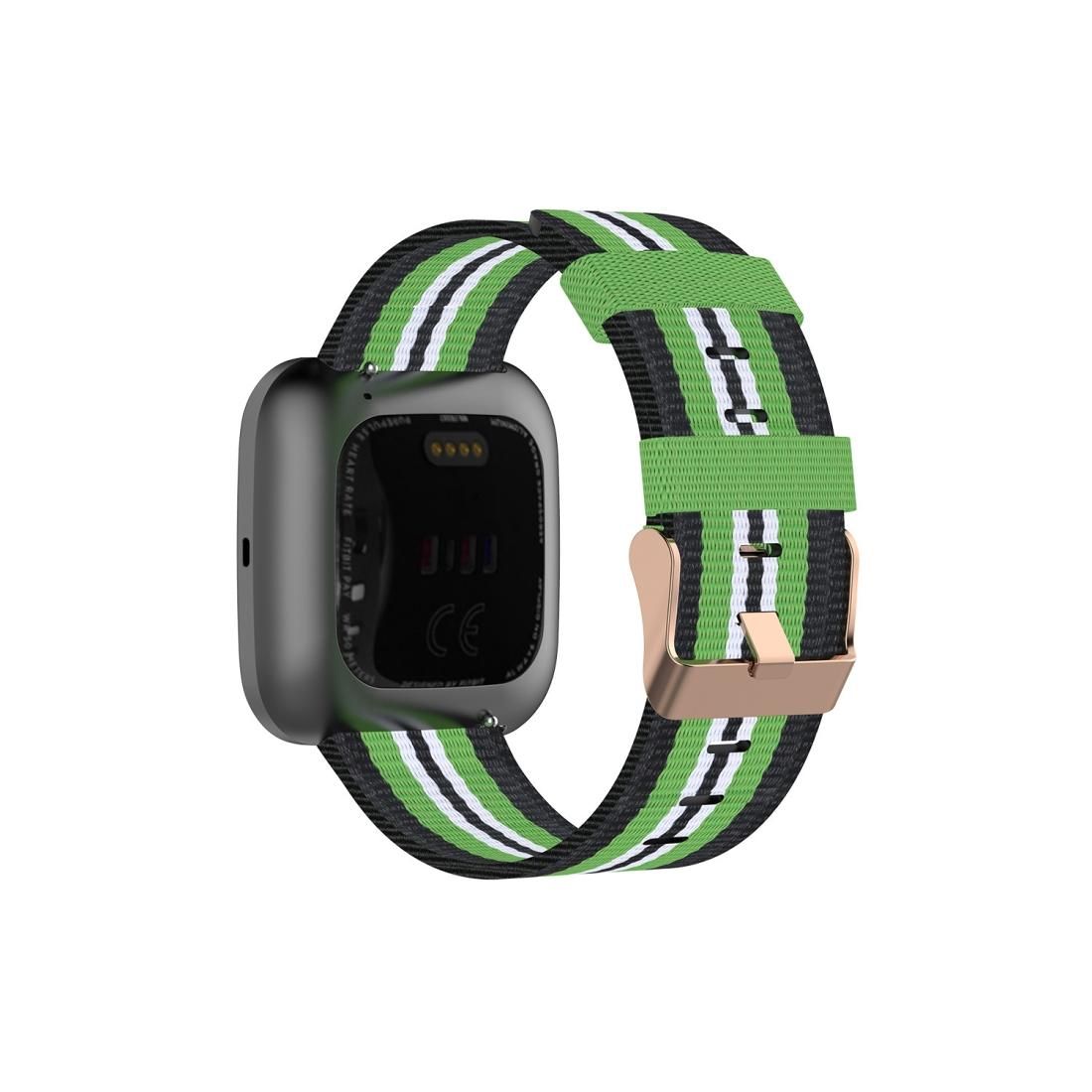 For FITBIT Versa Canvas Watch Strap (Black Lime)