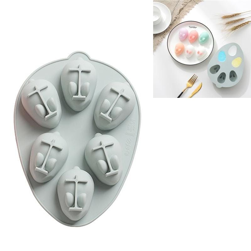 2 PCS 3D Rabbit Halloween DIY Silicone Ice Box for Baking Cake Pudding Mold (Blue)