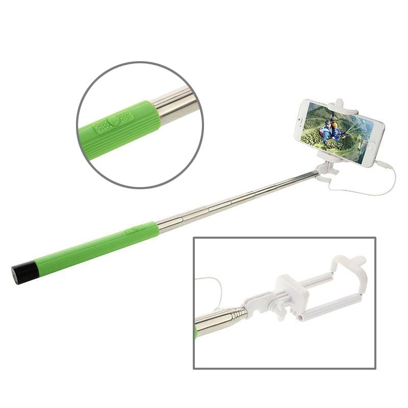 ITC-ZP02B Multifunction Wire Controlled Selfie Stick Monopod Extendable Handheld Holder for IOS & Android Phone, Max Length: 104cm (Green)