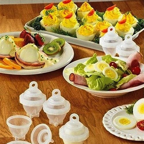 6 PCS Hard Egg Boiler without Shell, Simply Crack, Boil, Twist (White)