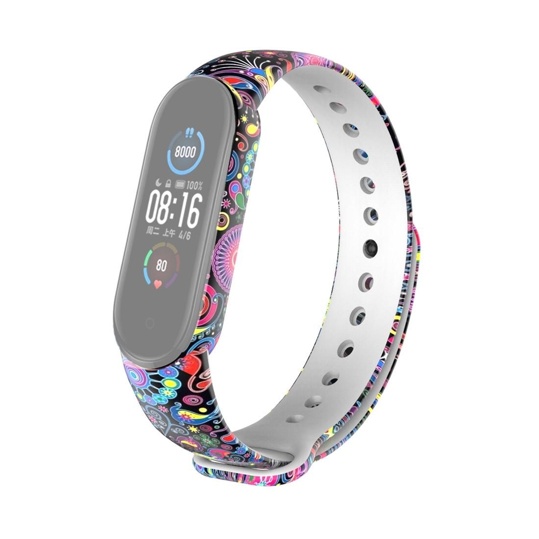 For Xiaomi Mi Band 5 TPU Replacement Strap Watchband (Birds and Flowers)