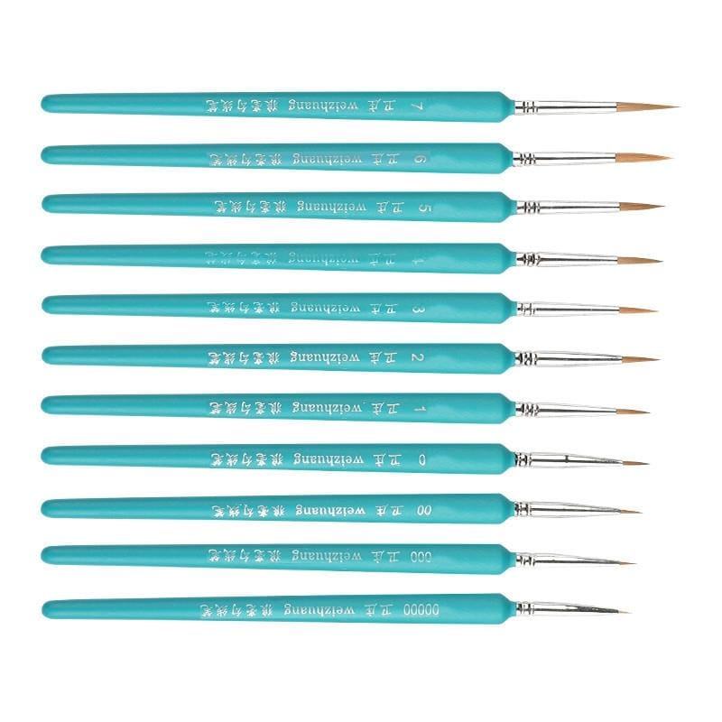 11 PCS Full Sets WeiZhuang Hook Line Pen Painting Hand-painted Watercolor Wolf Mint Hook Line Pen Painting Stroke Thin Line Brush, Color:Sky Blue