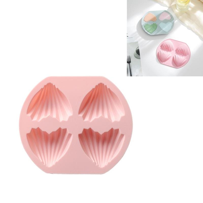 6 PCS Shell Ice Tray Cake Mold Baking Household Small Love Heart-shaped Non-stick Silicone Mold (Pink)