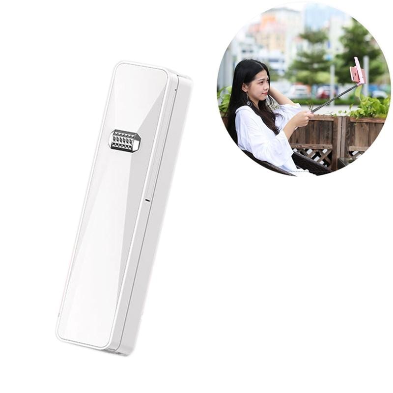 CYKE M2 Mini Integrated Storage Wired Control Selfie Stick for Mobile Phones under 6 inch, with Fill Light (White)