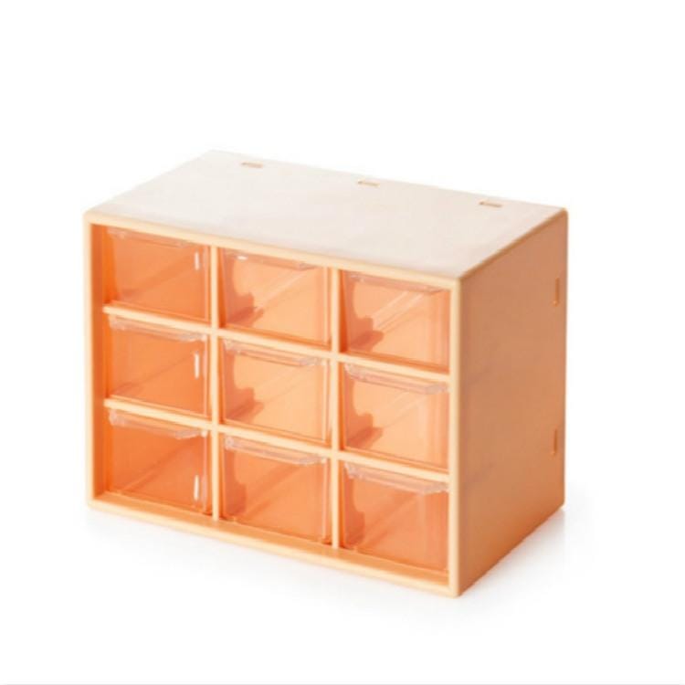 Nine Grid Transparent Drawer Jewelry Box (Yellow)