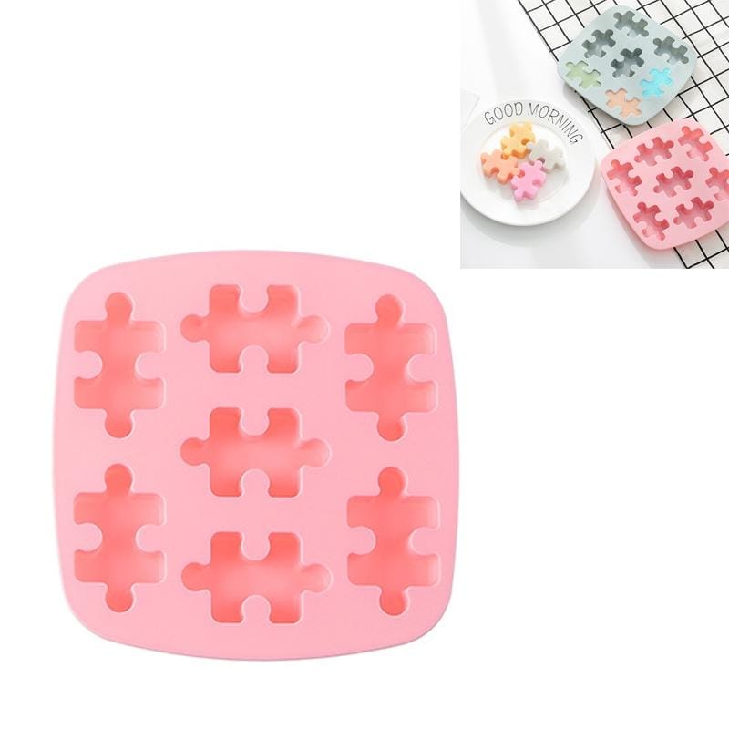 4 PCS Silicone Creative Ice Tray Puzzle Mold Microwave Oven Baking Chocolate Mould (Pink)
