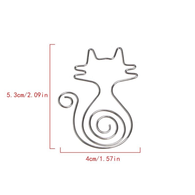 10 PCS Cute Cat Metal Paper Clips Pin Bookmark Memo Clip Office School Stationery (Rose Gold)